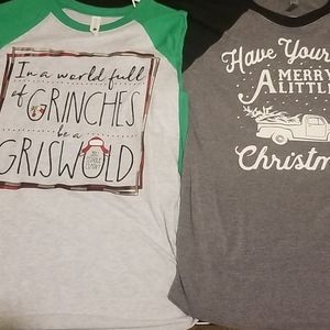 Lot of 2 Christmas Tee Shirts T-Shirt
